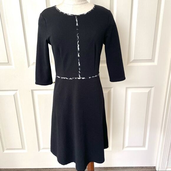 Black 3/4 sleeve dress with leopard trim - Picture 6 of 11